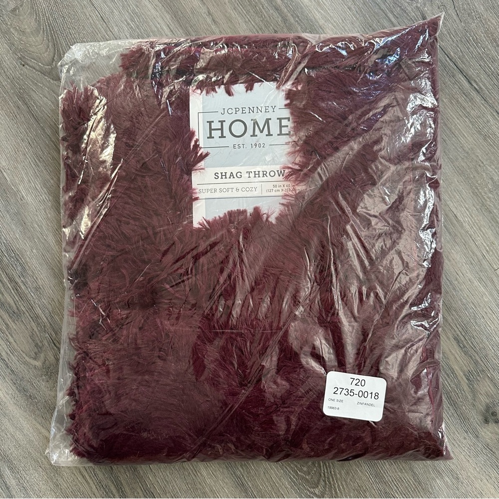 JCPenney Home Shag Throw Blanket - Zinfandel (Burgundy)